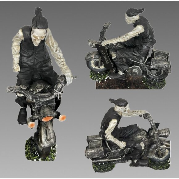 Rachel Zoe Black Biker Skeleton Detail Outfit Riding A Motorcycle Resin Figurine - Picture 1 of 5